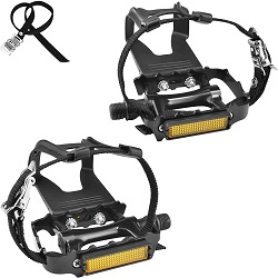 SEQI Bike Pedals with Toe Clips and Straps